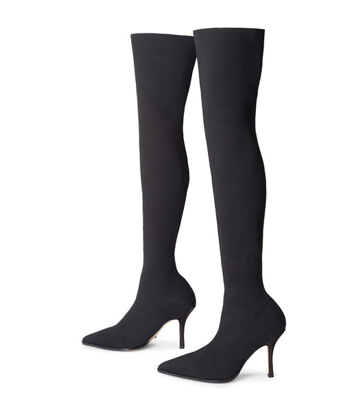 Black Tony Bianco Kori Black Sock Knit 9.5cm Stiletto Boots | BPHSO95566