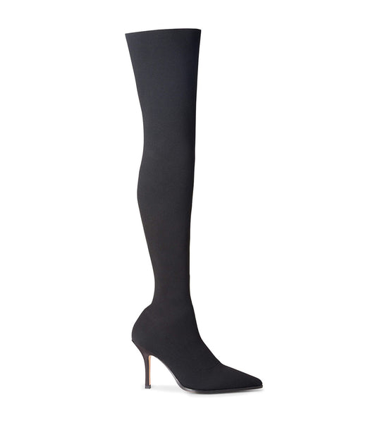 Black Tony Bianco Kori Black Sock Knit 9.5cm Stiletto Boots | BPHSO95566