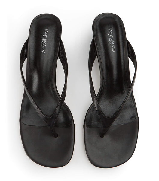 Black Tony Bianco Krista Black Nappa 5cm Thong Sandals | YPHVQ40913