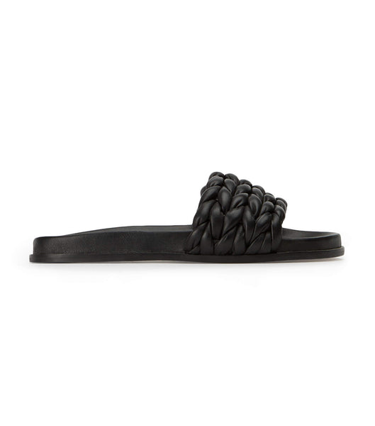 Black Tony Bianco Layton Black Nappa Flat Sandals | PHXMI98259