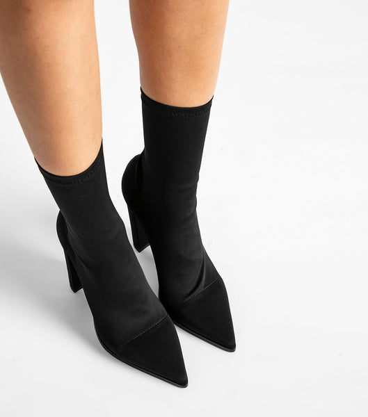 Black Tony Bianco Lila Black Lycra 10.3cm Ankle Boots | PHXMI14203