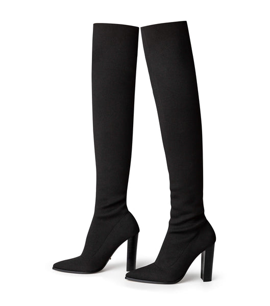 Black Tony Bianco Lucca Black Sock Knit 10.3cm Stretch Boots | PHNEJ50099