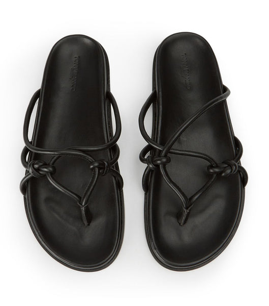 Black Tony Bianco Luelle Black Nappa Flat Sandals | PPHQX99996