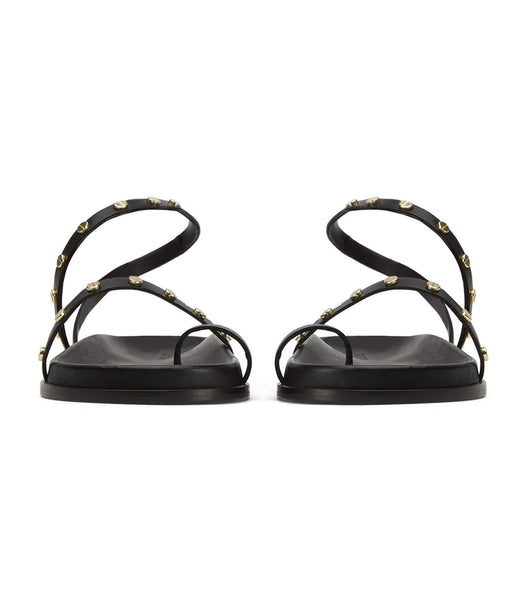 Black Tony Bianco Lyvia Black Flat Sandals | PHZPD80341