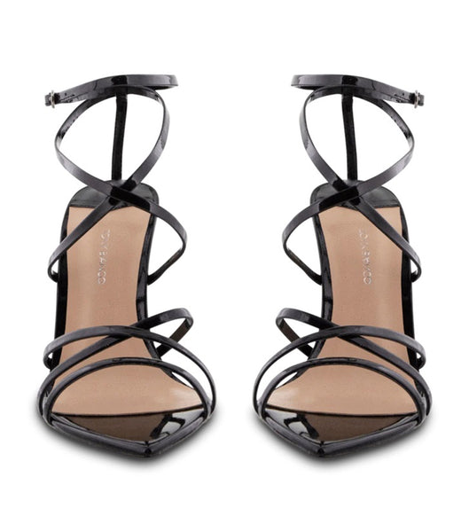 Black Tony Bianco Marcy Black Patent 10.5cm Strappy Heels | PHEGJ72170