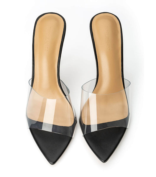 Black Tony Bianco Mylo Clear Vinylite/Black 10.5cm Event Heels | PHJKU64777