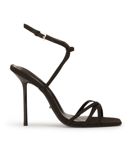 Black Tony Bianco Nomad Black Crepe 10.5cm Strappy Heels | DPHKV91799