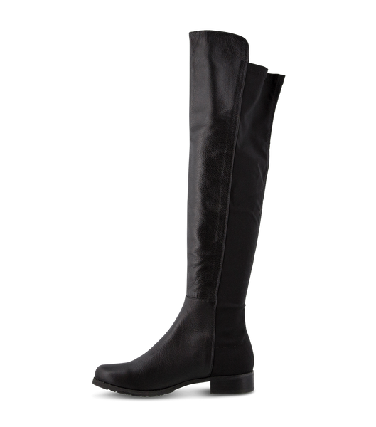 Black Tony Bianco Panache Black Luxe/Black Micro Stretch 3cm Flat Boots | PPHER25868