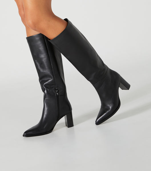 Black Tony Bianco Peppe Black Como 7.5cm Knee High Boots | PHEGJ52299