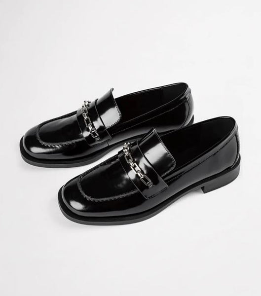 Black Tony Bianco Rebecca Black Hi Shine 2.5cm Loafers | BPHSO62731