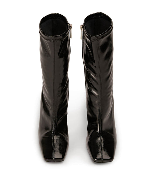 Black Tony Bianco Remie Black Crinkle Patent 10.5cm Stiletto Boots | UPHND56547