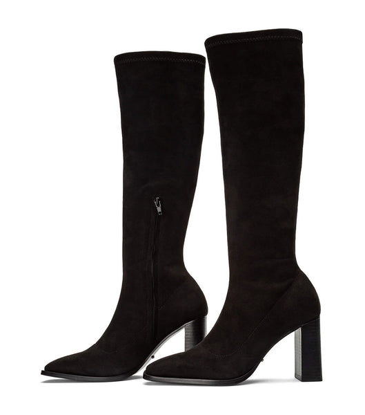 Black Tony Bianco Renae Black Stretch Suede 8.5cm Heeled Boots | EPHVG50421