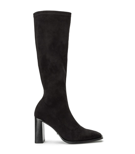 Black Tony Bianco Renae Black Stretch Suede 8.5cm Heeled Boots | EPHVG50421