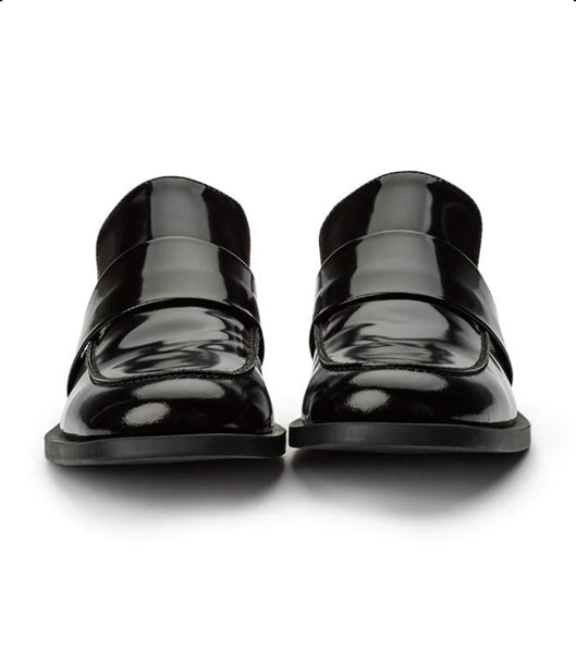 Black Tony Bianco Rovin Black Hi Shine 2.5cm Loafers | ZPHMJ51218