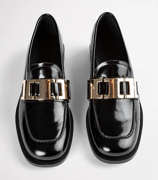 Black Tony Bianco Ruiz Black Hi Shine 2.5cm Loafers | PHZDE38277