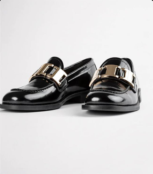 Black Tony Bianco Ruiz Black Hi Shine 2.5cm Loafers | PHZDE38277