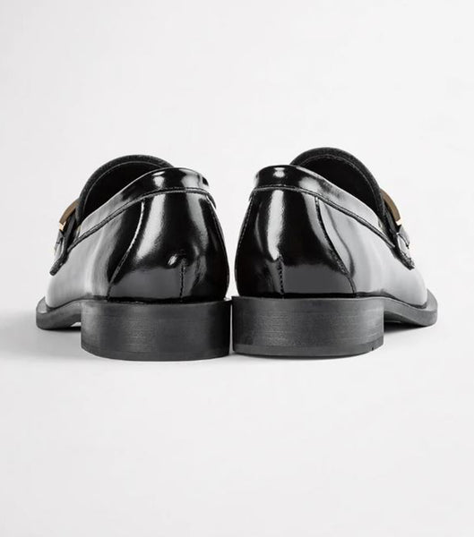 Black Tony Bianco Ruiz Black Hi Shine 2.5cm Loafers | PHZDE38277