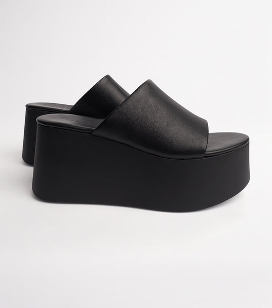 Black Tony Bianco Tegan Black Sheep Nappa 9.5cm Wedges | BPHSD51045