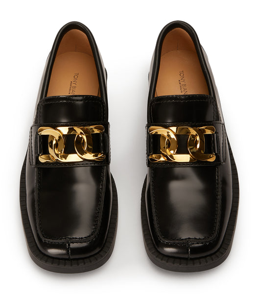 Black Tony Bianco Tia Black Hi Shine 4cm Loafers | MPHFT93886