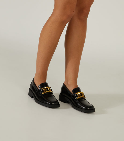 Black Tony Bianco Tia Black Hi Shine 4cm Loafers | MPHFT93886