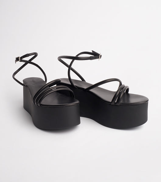 Black Tony Bianco Tory Black Sheep Nappa 9.5cm Wedges | DPHVO40630