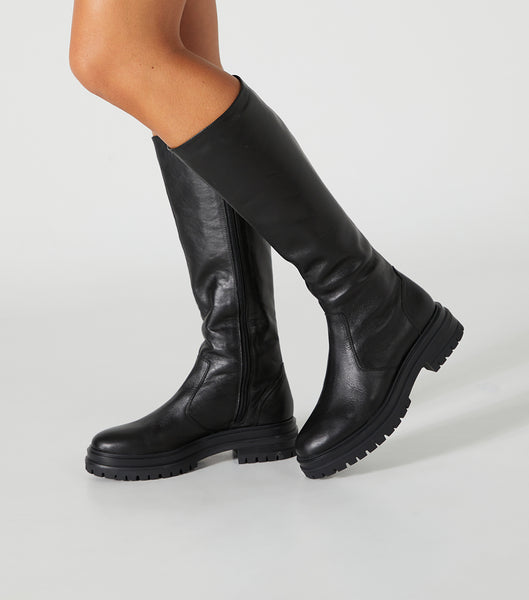 Black Tony Bianco Wanda Black Venice 4.5cm Knee High Boots | DPHKV92004