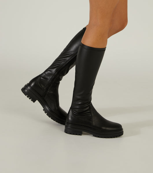 Black Tony Bianco Waze Black Venice/Black Venezia 4.5cm Knee High Boots | PHCVG25059