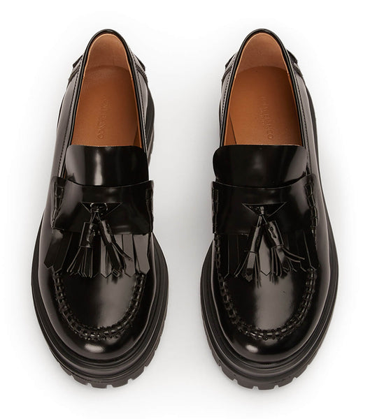 Black Tony Bianco Willow Black Hi Shine 4.5cm Loafers | XPHBH92549