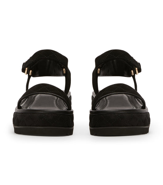 Black Tony Bianco Zahara Black Suede 6cm Flat Sandals | PHXBR86851