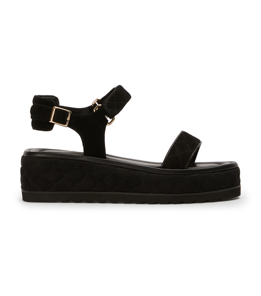 Black Tony Bianco Zahara Black Suede 6cm Flat Sandals | PHXBR86851