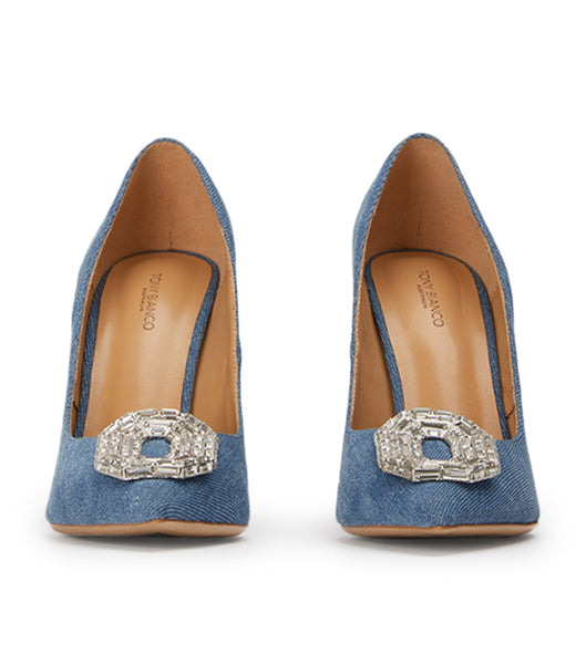 Blue Tony Bianco Alison Washed Denim 10.5cm Bling Heels | GPHUC41283