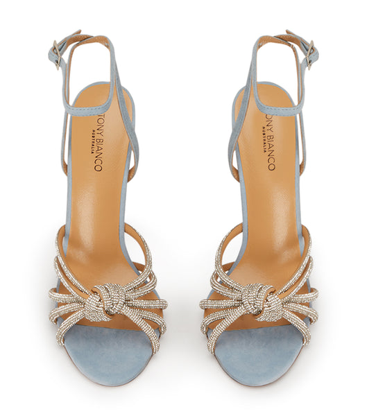 Blue Tony Bianco Kyla Sky Suede 11cm Bling Heels | FPHHY74598