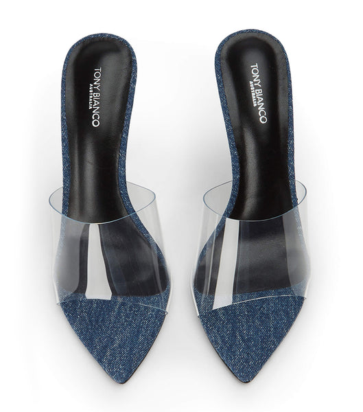 Blue Tony Bianco Mylo Clear Vinylite/Blue Denim 10.5cm Event Heels | GPHEC44990