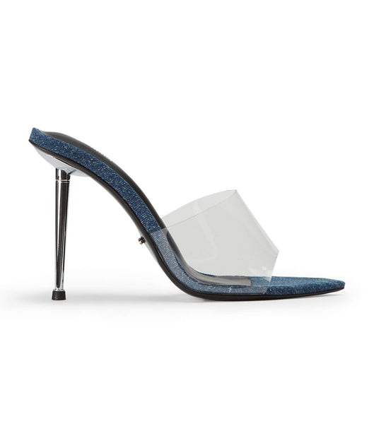 Blue Tony Bianco Mylo Clear Vinylite/Blue Denim 10.5cm Stiletto Heels | UPHND19332