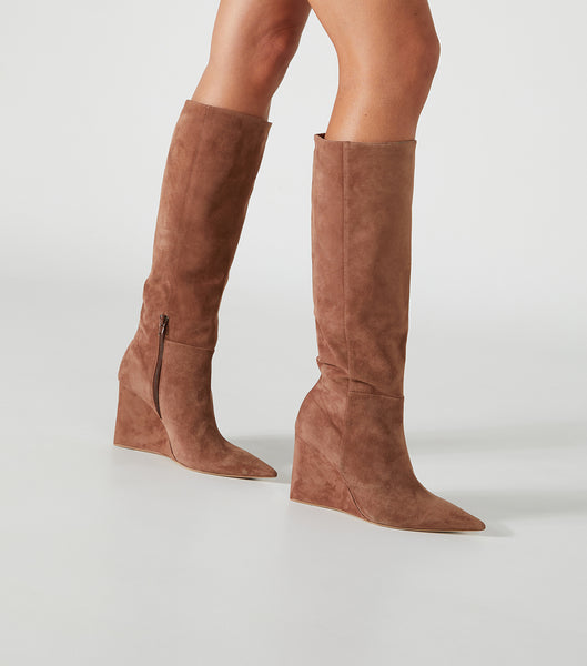 Brown Tony Bianco Drake Saddle Suede 9.5cm Mid Calf Boots | PHICD16795