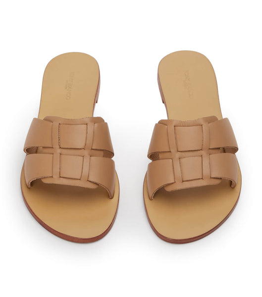 Brown Tony Bianco Force Camel 1cm Flat Sandals | PPHER30077