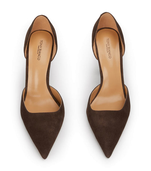 Brown Tony Bianco Gala Espresso Suede 10cm Court Shoes | PHJBT87838