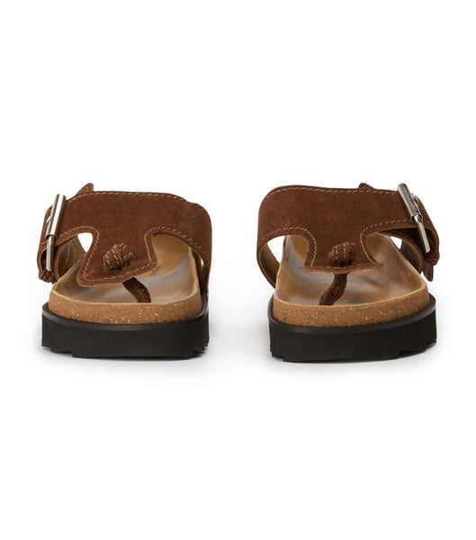 Brown Tony Bianco Marlo Choc Suede 3cm Flat Sandals | XPHBH14304