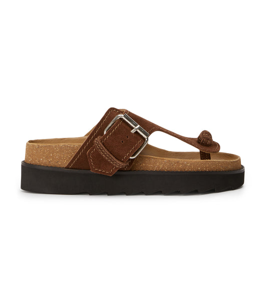 Brown Tony Bianco Marlo Choc Suede 3cm Flat Sandals | XPHBH14304