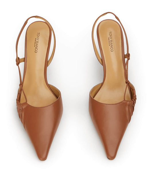 Brown Tony Bianco Sakai Tan Capretto 8cm Low Heels | UPHTG75829