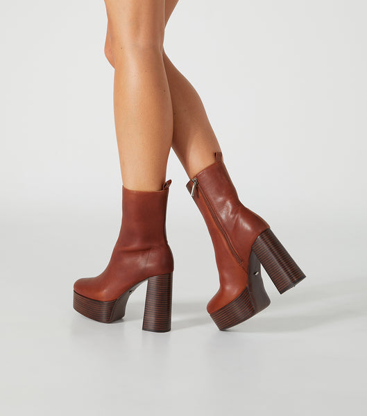 Brown Tony Bianco Tyra Cognac 12cm Heeled Boots | PHNZX75540