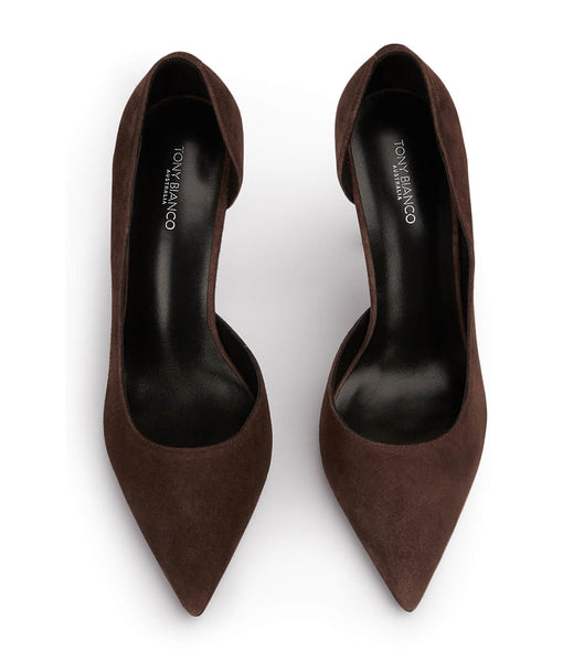 Chocolate Tony Bianco Alyx Espresso Suede 10.5cm Court Shoes | PPHER81022