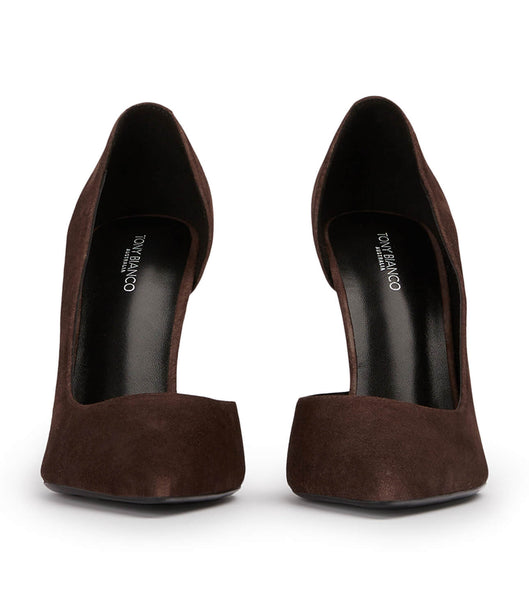 Chocolate Tony Bianco Alyx Espresso Suede 10.5cm Court Shoes | PPHER81022