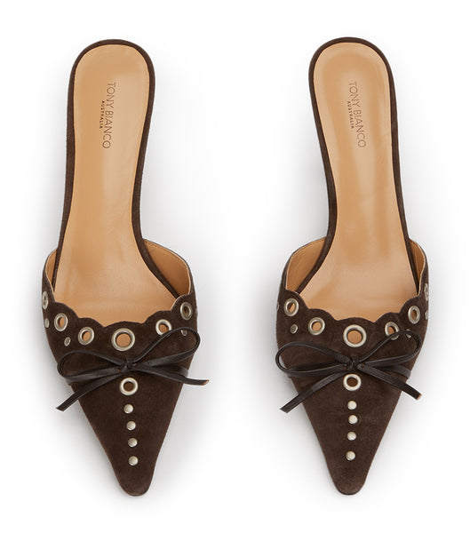 Chocolate Tony Bianco Shae Espresso Suede 8cm Low Heels | PHEGJ31942