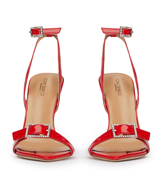 Deep Red Tony Bianco Mopsy Scarlet Patent 10.5cm Bling Heels | MPHFT19229