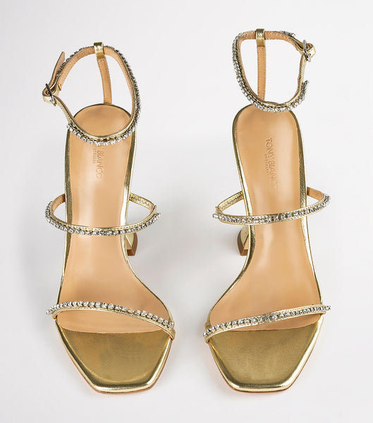 Gold / Metal Tony Bianco Shy Gold Nappa Metallic 10.5cm Bling Heels | APHDF67563