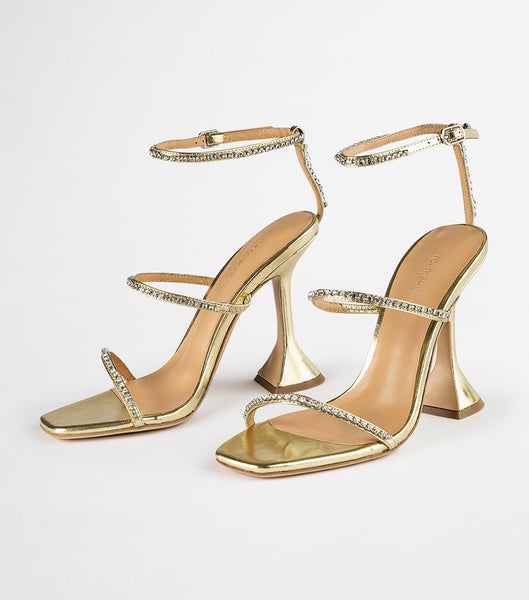 Gold / Metal Tony Bianco Shy Gold Nappa Metallic 10.5cm Bling Heels | APHDF67563