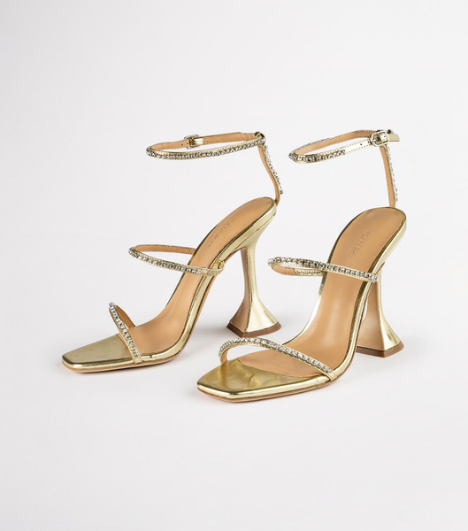 Gold / Metal Tony Bianco Skye Gold Nappa Metallic 10.5cm Bling Heels | PHCIF28904