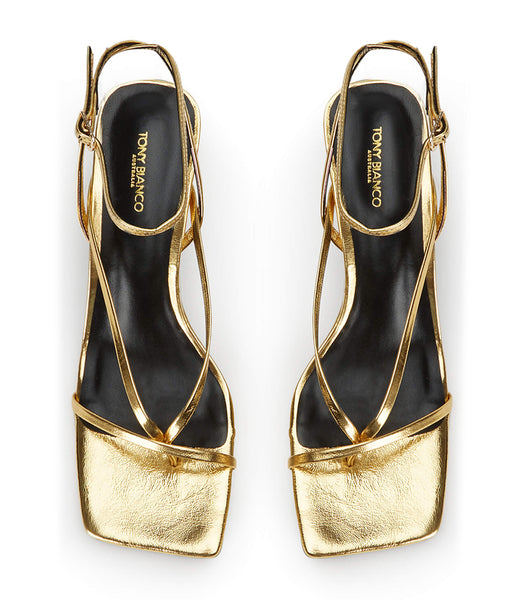 Gold Tony Bianco Avi Gold Foil 6.5cm Low Heels | GPHUC90941