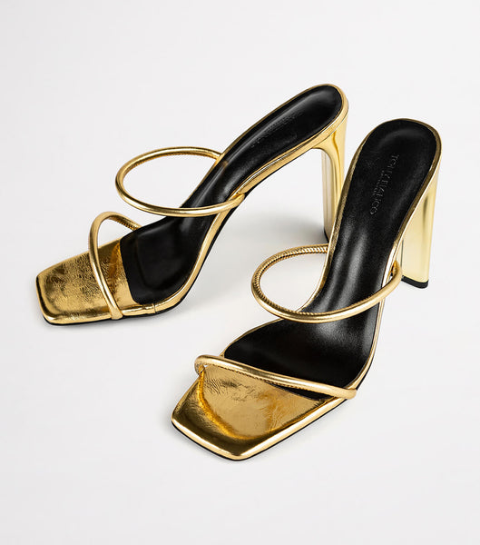 Gold Tony Bianco Florence Gold Foil 11cm Block Heels | YPHVQ38705